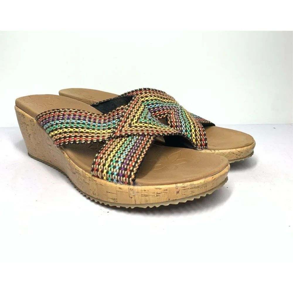Skechers Beverley Delighted Luxe Foam Rainbow Woven Open Toe Sandals Women 11